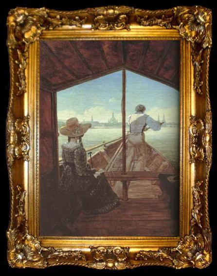 framed  Carl Gustav Carus Boat Ride on the Elbe,near Dresden (mk10), ta009-2